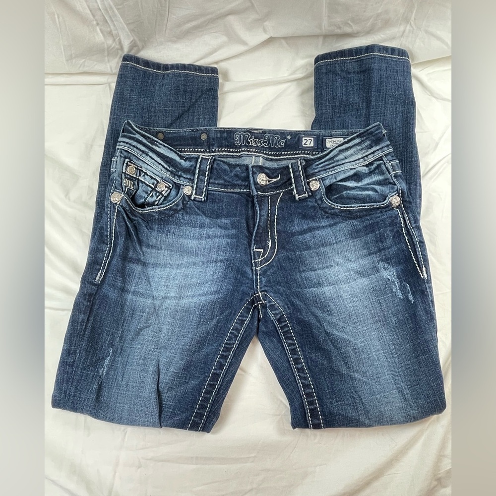 ⭐️Miss Me Skinny Jeans with Decorative Stitching